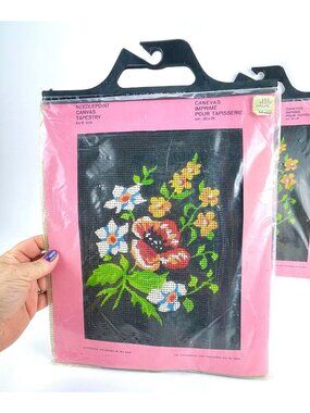 Vintage Needlepoint kit, "Floral Bouquet", made in Italy by Gobelin, 1 set